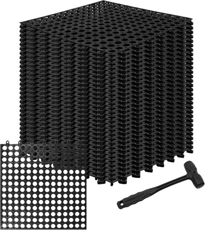 24 Pack Garage Floor Tiles, 12x12 Inch Interlocking Drainage Tiles Non-Slip | Deck Tile with Holes for Bathroom, Pool Deck, Gym, Garage, Kitchen & Wet Areas, Easy Splicing Anti-Fatigue Mat, Black