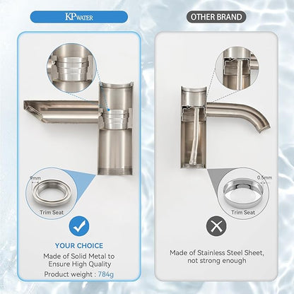 Brushed Nickel Bathroom Faucets Stainless Steel Single Handle Bathroom Sink Faucets 1 Hole or 3 Holes with Pop-up Drain for RV Vanity