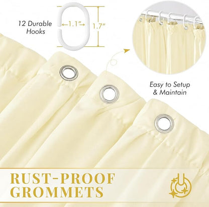 LIPA Boho Rustic Barely Butter Ruffle Shower Curtain 72x78 Inches | Farmhouse Shower Curtains for Bathroom,Water‑Resistant Fabric Shower Curtain,Bohemian Bathroom Decor