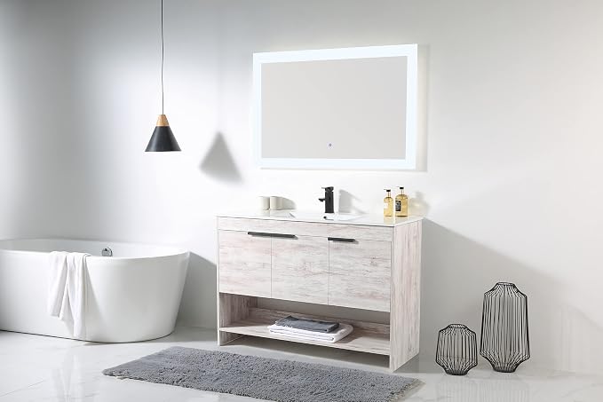 Phoenix 48 Inch Bathroom Vanity with Sink – Modern Design, Soft-Close Doors, Storage Drawers, Durable Build – White Vanity for Small Bathrooms (Full Assembly Required)