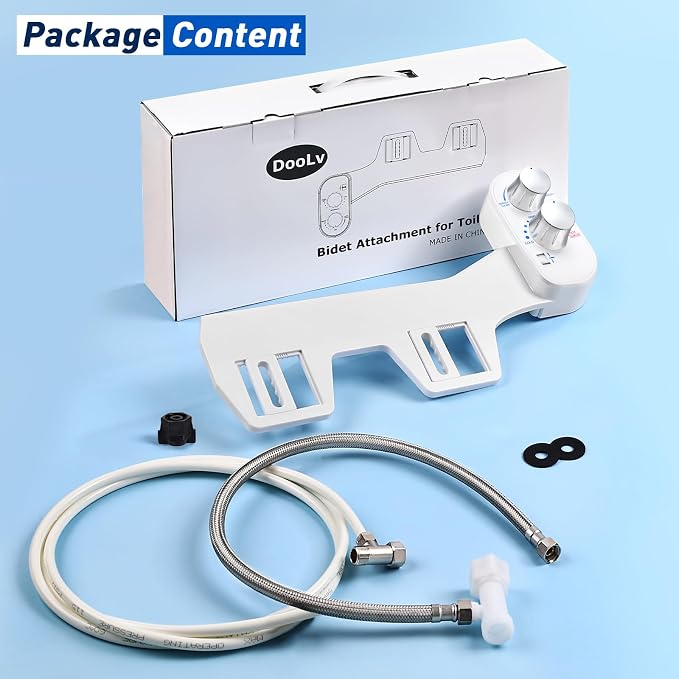 Upgraded Hot Cold Bidet Attachment for Toilet - White | Non-Electric Warm Water Bidet Toilet Attachment, Adjustable Water Pressure, Self-Clean Retractable Nozzle, Front & Rear Wash