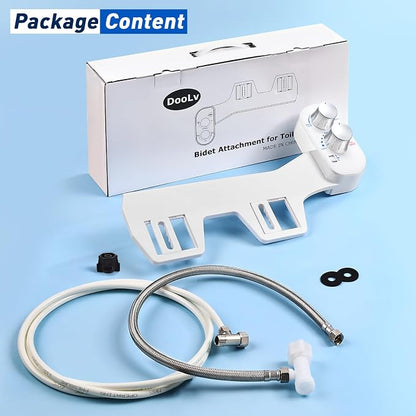 Upgraded Hot Cold Bidet Attachment for Toilet - White | Non-Electric Warm Water Bidet Toilet Attachment, Adjustable Water Pressure, Self-Clean Retractable Nozzle, Front & Rear Wash