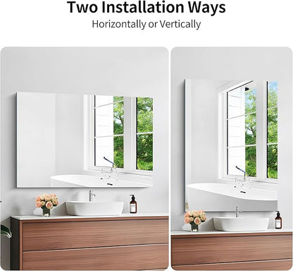 KOCUUY Frameless Mirror, 28"x40" Bathroom Mirror for Over Sink, Upgraded Shatterproof, Large Rectangle Unframed Mirror for Wall, Bathroom, Bedroom, Living Room, Entryway, Hang Horizontal/Vertical