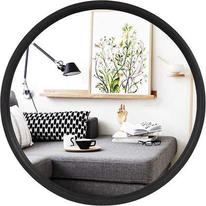 Black Round Mirror Wood Framed 28 inch Circle Wall Mirror for Bathroom Round Wall Mirror for Wall Decor, Vanity, Entryway Living Room