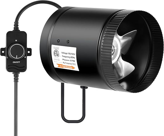 iPower 6 Inch Inline Booster Duct Fan with Speed Controller, 275 CFM Exhaust Fan HVAC, Duct Blower for Bathroom, Kitchen, Basement, Attic and Grow Tent