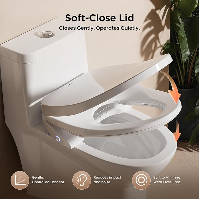 JOMOO Smart Bidet Toilet Seat Elongated, Electric Bidet with Heated Seat, Warm Air Dryer, Self-Cleaning Stainless Steel Nozzle, Remote Control, Night Light, Easy Installation