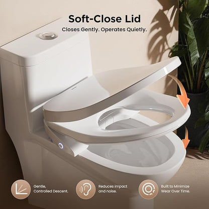 JOMOO Smart Bidet Toilet Seat Elongated, Electric Bidet with Heated Seat, Warm Air Dryer, Self-Cleaning Stainless Steel Nozzle, Remote Control, Night Light, Easy Installation