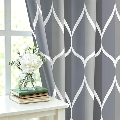 Gelbchu Geometric Shower Curtain for Bathroom, Gray Blue, 72x72 Inch | with Hooks, Premium Polyester, Quick Dry, Water Repellent, Machine Washable, Rustproof Grommets, Modern Minimalist