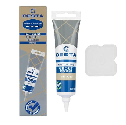 Tile Grout Repair Kit Beige-Fast Drying Premixed Grout Filler for Bathroom, Kitchen & Floor- Restore & Renew Tile Joints Line - Squeeze Tube with Applicator- Fills Cracks and Gaps (8.8 oz)
