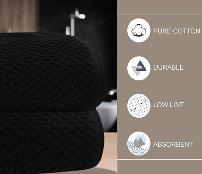 COTTON CRAFT Waffle Bath Sheets - Set of 2 Luxury Euro Spa Waffle Weave Bath Sheet Towels - 100% Ringspun Cotton Bath Sheet - Absorbent Quick Dry Bath Towel Sheet - Oversized 35 x 70 inches - Black