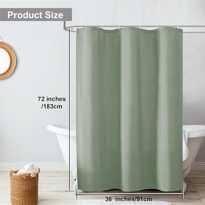 OVZME Zora 36 x 72 Inch Stall Fabric Shower Curtain - Soft Small Solid Shower Curtain for Bathroom for Narrow Stall Size, Machine Washable Water Resistance, Hotel Style, Sage Green