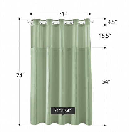 River Dream Cotton Blend Fabric Shower Curtain Set with Liner, Sage, 71x74 | Waffle Weave, No Hook Needed, with Snap in Replacement Liner, Top Sheer Window, Hotel Quality Fabric for Bathroom