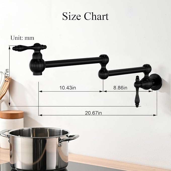 Faucets with Wall Mount Double Joint Swing Arms - Leak Free Design with High-Flow Aerators - Retractable & Folding for Space Saving