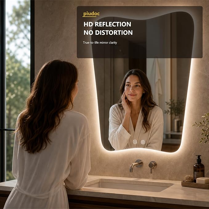 22x30 Inch Backlit Bathroom Mirror, Frameless LED Vanity Mirror with Lights, Dimmable Anti-Fog,Vertical Wall Mount for Bathroom Makeup, 3 Color Changing, Shatterproof, Touch Sensor