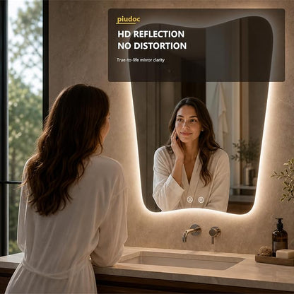 22x30 Inch Backlit Bathroom Mirror, Frameless LED Vanity Mirror with Lights, Dimmable Anti-Fog,Vertical Wall Mount for Bathroom Makeup, 3 Color Changing, Shatterproof, Touch Sensor