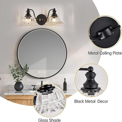 Farmhouse Bathroom Light Fixtures Black Vanity Lights for Bathroom 2 Light Vanity Light Fixtures