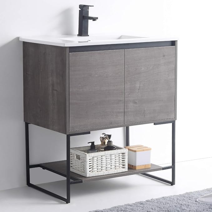 30 Inch Bathroom Vanity with Sink - Modern Knob Free Design, Elegant Space-Saving Solution for Your Bathroom - Durable, Bathroom Vanities for a Contemporary Look - Urbania Collection