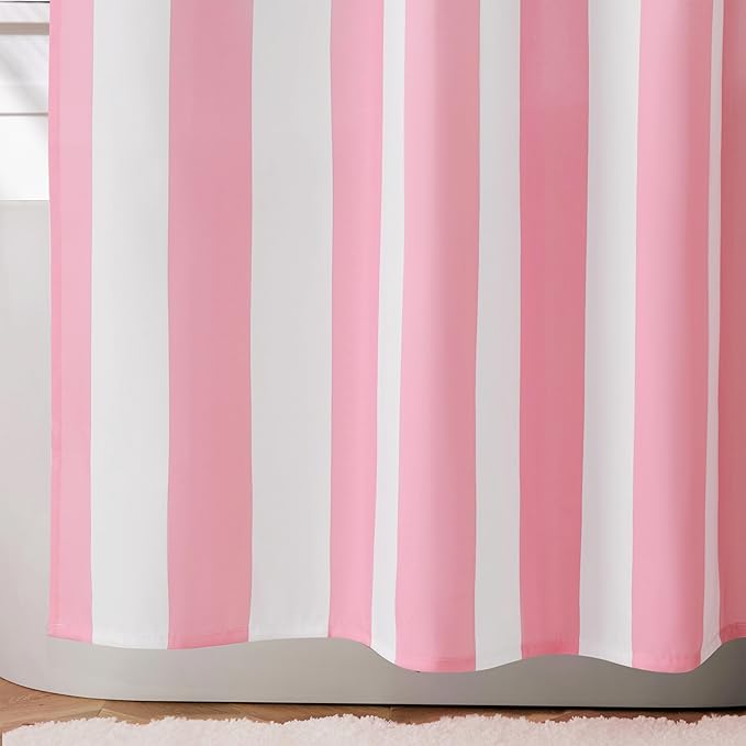 Ohocut Vertical Striped Shower Curtain, Cute Retro Vintage Stripe Bathroom Shower Curtain, Waterproof Polyester Fabric Modern Bath Curtain for Bathroom 72x72 Inches Pink