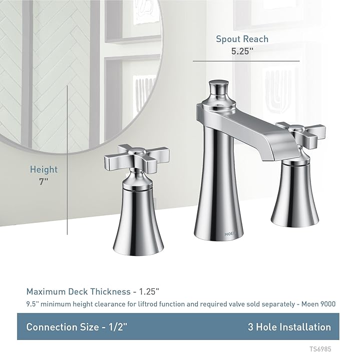 Moen Flara Brushed Gold Two Handle 8 in. Widespread Cross Handle Bathroom Faucet Trim Kit, Valve Required (Sold Separately), TS6985BG