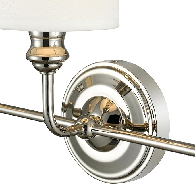 ML Lighting | Leena Collection | 99803-PN | Indoor 3 Light Vanity in Polished Nickel with White Fabric Shade | Elegant and Versatile Design for Any Bathroom