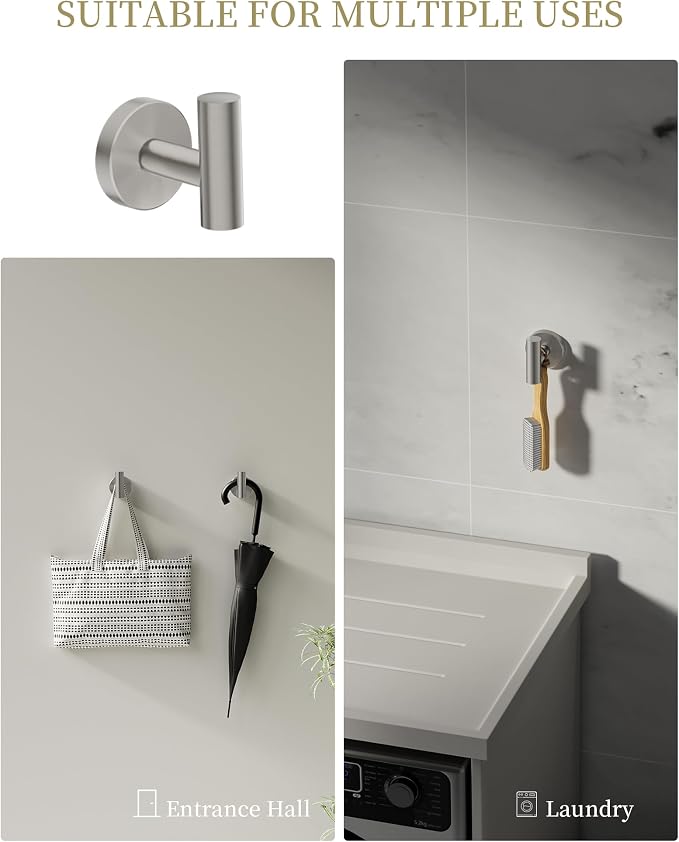 Brushed Nickel Bathroom Hardware Accessories Set 5 pcs Towel Holder Bar Set | 24 inches Stainless Steel Towel Bar, Towel Racks for Bathroom Robe Towel Hooks Toilet Paper Holder Wall Mounted by BATHLAVISH