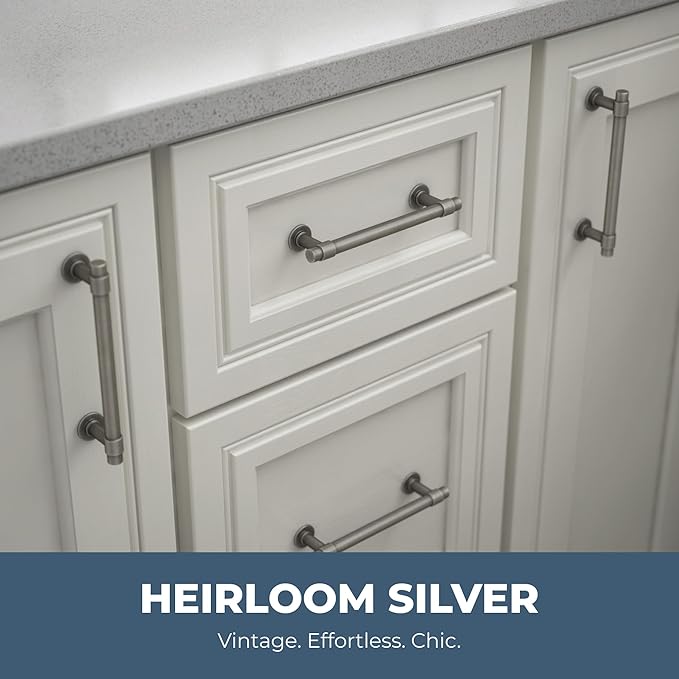 Franklin Brass Francisco (10-Pack) Cabinet Handles 5-1/16" Hole Center Vintage Pulls | Heirloom Silver Hardware Kitchen Door, Drawers, Dressers, Furniture P29618K-904-B