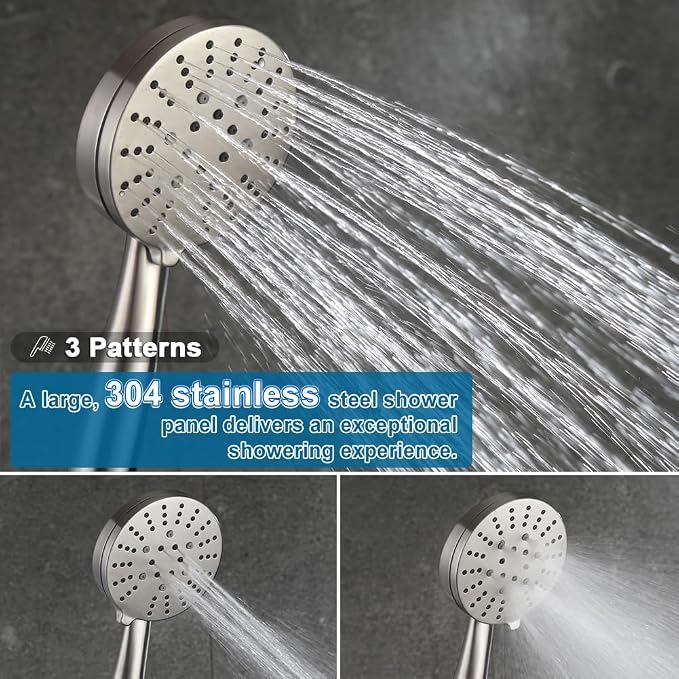 Shower Faucet Set Brushed Nickel 10 Inch Round Shower Head and Handle Set, Bathroom Rainfall Shower System, Wall Mounted Shower Fixtures, Include Shower Valve and Trim Kit