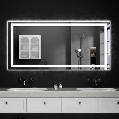 LED Bathroom Mirrors 28"x48" Bathroom Mirror with Lights for Wall, Backlit + Front Lit, 3 Colors, Anti-Fog, Dimmable Brightness for Vanity,Bathroom, Entryway, Living Room