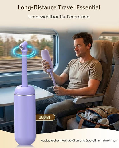 Portable Bidet for Travel & Camping - Manual Squeeze Peri Bottle Handheld | 3 Leak-Proof Seals | BPA-Free | Feminine Hygiene Care | Postpartum | Extendable Sprayer with Nozzle | for Men&Women-Purple
