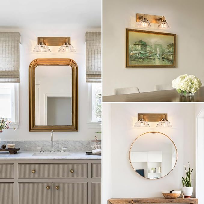 Vintage Vanity Lights 2-Light Bathroom Light Fixtures Antique Brass Vanity Light for Bathroom(7.7pounds)