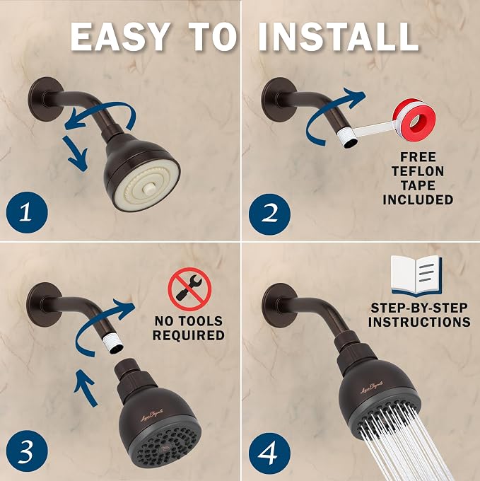 Aqua Elegante High Pressure Shower Head - 2.5 GPM - Oil-Rubbed Bronze | Best 3 Inch Wall Mount Bathroom Showerhead For Boosting Low Flow With Anti-Clog Nozzles, Adjustable Brass Ball Joint