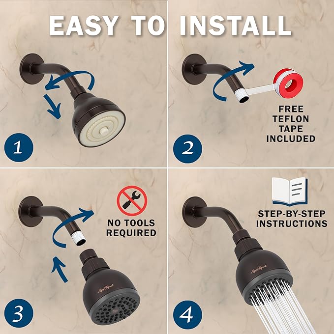 High Pressure Shower Head - 1.8 GPM - Oil-Rubbed Bronze | Best 3 Inch Wall Mount Bathroom Showerhead For Boosting Low Flow With Anti-Clog Nozzles, Adjustable Brass Ball Joint