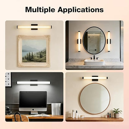 LEDVANCE Sylvania 24" Modern Vanity Lights for Bathroom, 22W, 5 Temperature Select (2700K/3000K/3500K/4000K/6000K), Dimmable, Round Shape, Black, with Accessories - 1 Pack (66557)