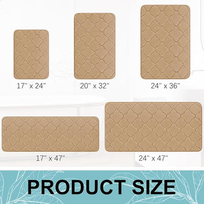OLANLY Memory Foam Bath Mat Rug 36x24, Ultra Soft and Absorbent Bathroom Rugs, Non-Slip, Comfortable, Machine Washable Bath Carpet for Bathroom Floor, Tub Shower and Home Decor Accessories, Dark Beige