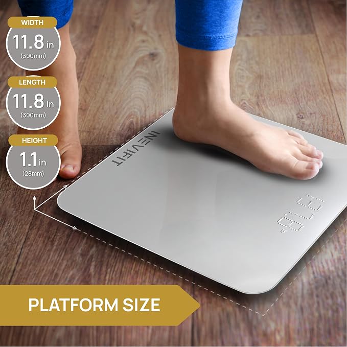 INEVIFIT Premium Bathroom Scale, Highly Accurate Digital Bathroom Body Scale, Measures Weight up to 400 lbs. Includes Batteries