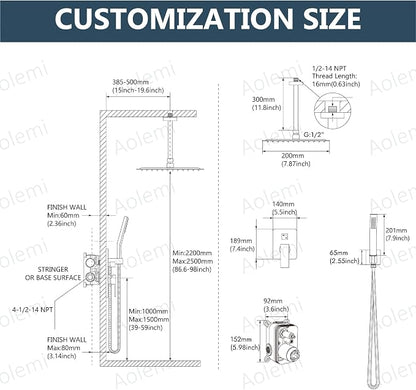 Aolemi Ceiling Shower Faucet with Handheld 8 Inch Head Brushed Nickel | Shower Valve and Trim Kit,SUS304 Rain Head and Handle Set System,All Metal,Bathroom, Handheld Spray