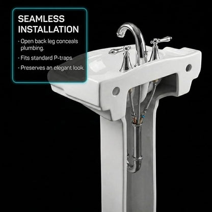 Roosevelt Bathroom Pedestal Sink – 22-Inch Small Pedestal Sink, Durable Vitreous China Ceramic with 8 Inch 3-Hole Bathroom Sink Faucet – Ideal for Modern Bathrooms