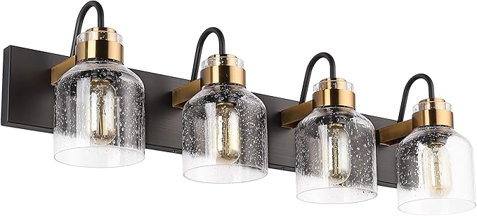 PRESDE Vintage Bathroom Vanity Fixtures Over Mirror Bronze Brushed Black 4-Light vantiy Lighting for Bathroom