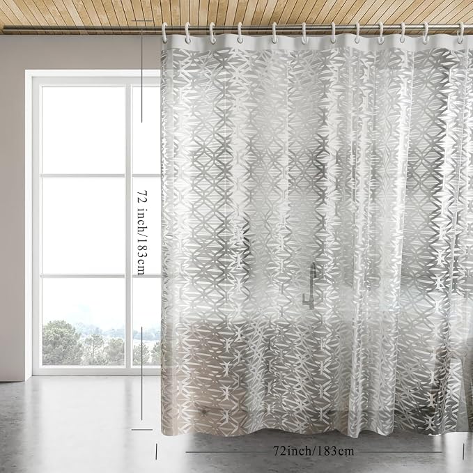 Shower Curtain Liner, 100% Waterproof Peva Shower Curtains with 3 Duty Heavy Bottom Magnets and 12 Rust Proof Grommets, 72x72 Weighted Shower Liner for Shower Stall, Bathtubs