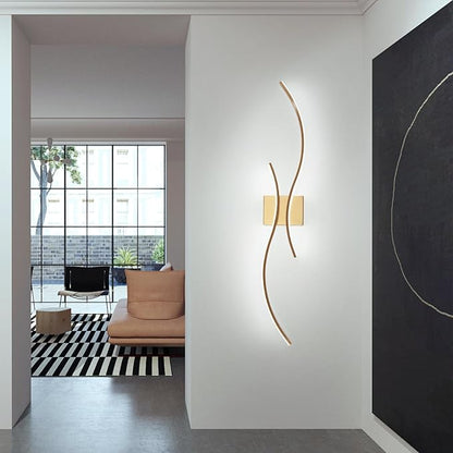 CANEOE Modern Wall Sconce, 39Inch Gold LED Wall Light Fixtures,6000K Bathroom Vanity Light Fixtures Over Mirror Indoor Bedroom Wall Lamps for Living Room Hallway Sconces Lighting