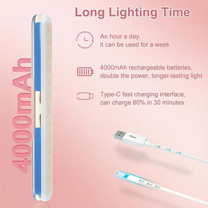 Benreom Wireless Vanity Light for Mirror, Rechargeable LED Bar, Pink | Adjustable Color, Brightness and Angle with Magnetic Stick-On Design for Makeup Mirrors and Renter-Friendly Decor