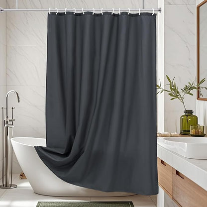 AooHome Fabric Shower Curtain 48 Width x 72 Height Inch, Solid Color Bath Curtain with Hooks for Hotel, Water Repellent, Dark Grey
