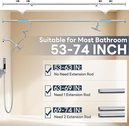 Dual Shower Head for Couples with 6-Mode Diverter, Polished Chrome | 304 Stainless Steel, Adjustable High Pressure Double Shower Head, Couples Gift, Renter-Friendly, Fits 53"-74" Wide Bathrooms