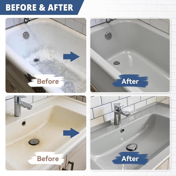 DWIL Tub Paint, Tub and Tile Refinishing Kit with Tools, White Bathtub Paint Water Based &Low Odor, Easy to Use for Sink Bathroom Shower, Light Grey, 25-30sq.ft