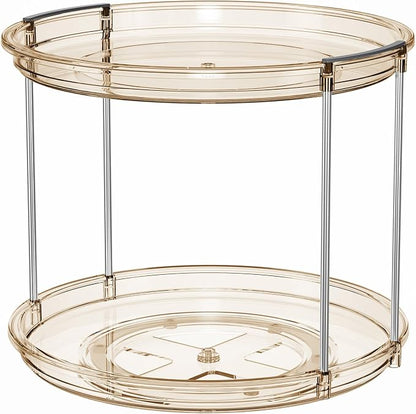 LAMU 2 Tier Lazy Susan Turntable Organizer 9.25'' Rotating Spice Rack Organization for Cabinet, Kitchen, Pantry, Countertop, Bathroom, Vanity, Medicine Cabinet Organizer, Amber