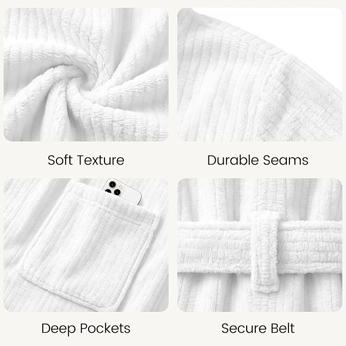 PJGGZ Men's Shawl Collar Bathrobe, Soft Long Towel Robe for Men - Super Absorbent Quick Dry yet Warm