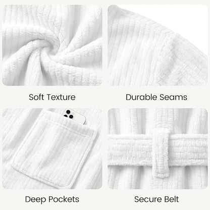 PJGGZ Men's Shawl Collar Bathrobe, Soft Long Towel Robe for Men - Super Absorbent Quick Dry yet Warm