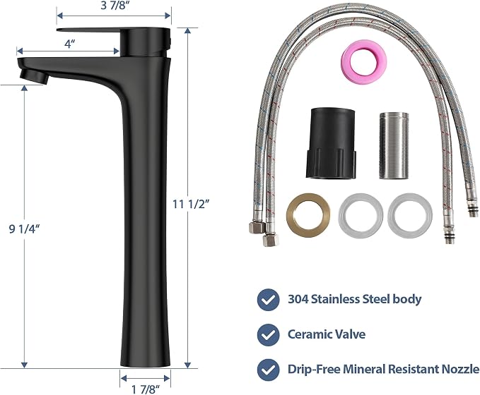 Lordear Vessel Sink Combo 19 x 15 White Bathroom Sink With Faucet Above Counter Rectangle White Ceramic Porcelain Sink with Matte Black Faucet Single Handle Combo