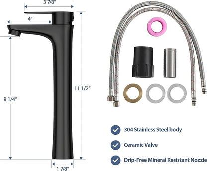 Lordear Vessel Sink Combo 19 x 15 White Bathroom Sink With Faucet Above Counter Rectangle White Ceramic Porcelain Sink with Matte Black Faucet Single Handle Combo