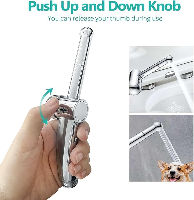 BARROCK Hand Held Bidet Sprayer for Toilet Shattaf Sprayer Replacement, 7 Holes Handheld Jet Spraying Ergonomic Handle Design Baby Cloth Diaper, Brass Valve Inside Chrome